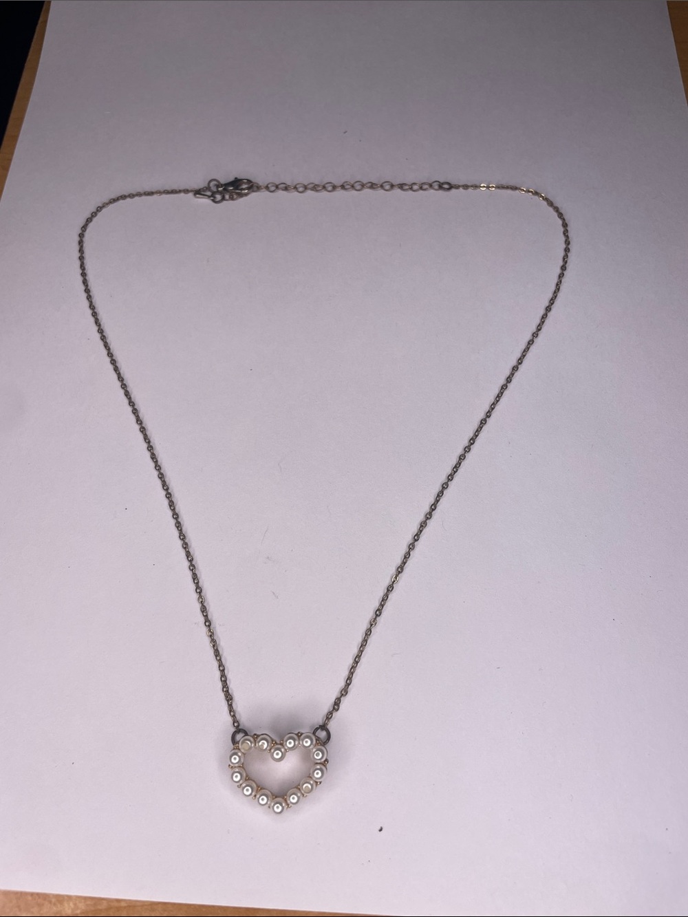 Gold Pearl Heart Pendant Necklace - Women Jewelry